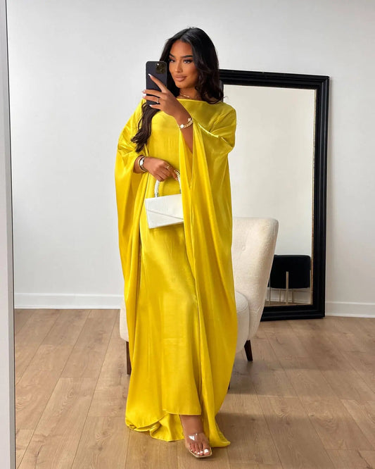20 Colors Summer Butterfly Batwing Satin Shiny Abaya Dubai Luxury Islam Muslim Maxi Kaftan Dress Kebaya AbayasWomen Vestidos