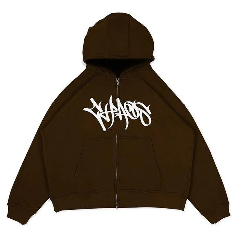Y2K American New Style Printed Jacket High Street Fashion Brand Oversized Hoodie Men Retro Punk Casual Pullover Sweatshirt