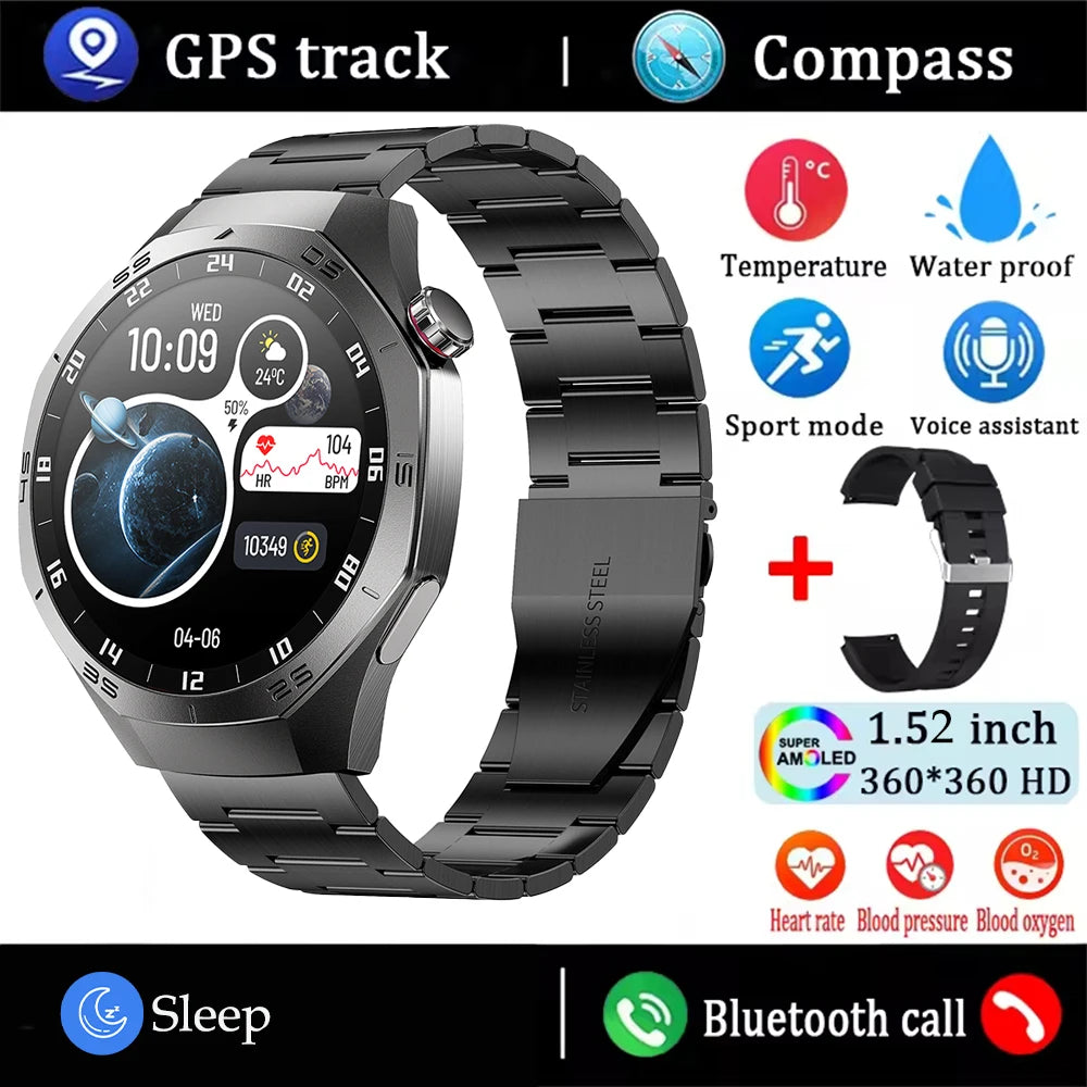 2025New For Huawei GT5 Pro Smart Watch Men HD AMOLED Screen GPS Motion trajectory HeartRate Bluetooth Call 1.52" SmartWatch IP68
