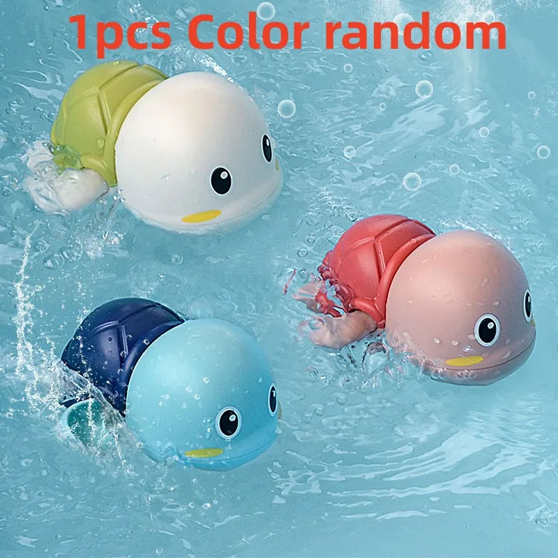 1-6PCS Baby Bath toys water chain clock bath cute swimming turtle toys children's swimming pool beach toys kids bathroom toys