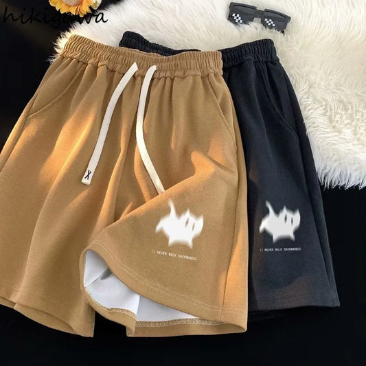 Women Clothing Pantalones Cortos De Mujer Summer Casual Shorts Streetwear BF Print Fashion Y2k Wide Leg Pants 2025 New Bottoms