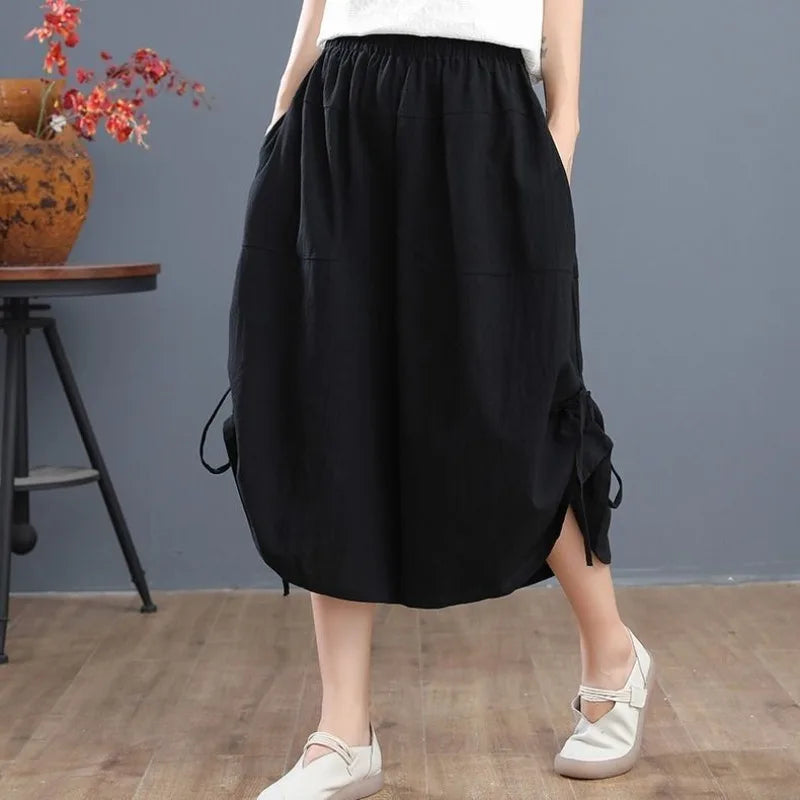 Short Pants Woman Knee Length Red Half Bloomer Shorts for Women Elastic Waist Mid Bermuda Outdoor Harajuku Fashion Casual New In