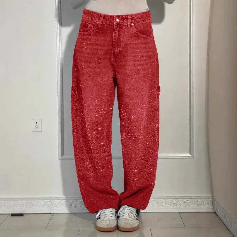 2025 new style of hot diamond jeans casual trousers for women Y2K women's clothing personality fashion star street wear pants