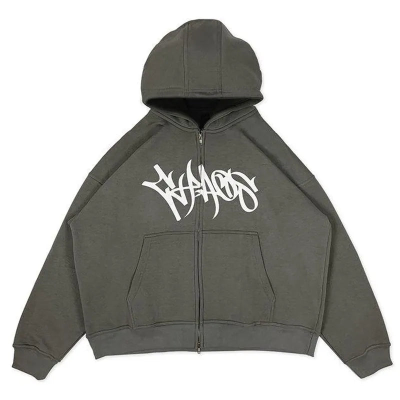 Y2K American New Style Printed Jacket High Street Fashion Brand Oversized Hoodie Men Retro Punk Casual Pullover Sweatshirt