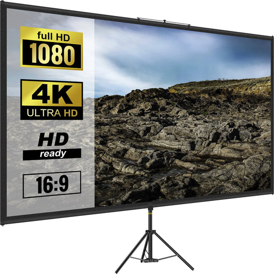 VEVOR 100 Inch Tripod Projector Screen W/ Stand 16:9 4K HD Portable Home Cinema for Indoor & Outdoor Projection
