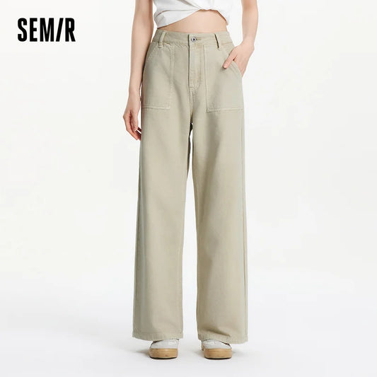 Semir Cargo Style Denim Pants Women 2025 Summer New Cotton Wide Leg Cool Girl Pants