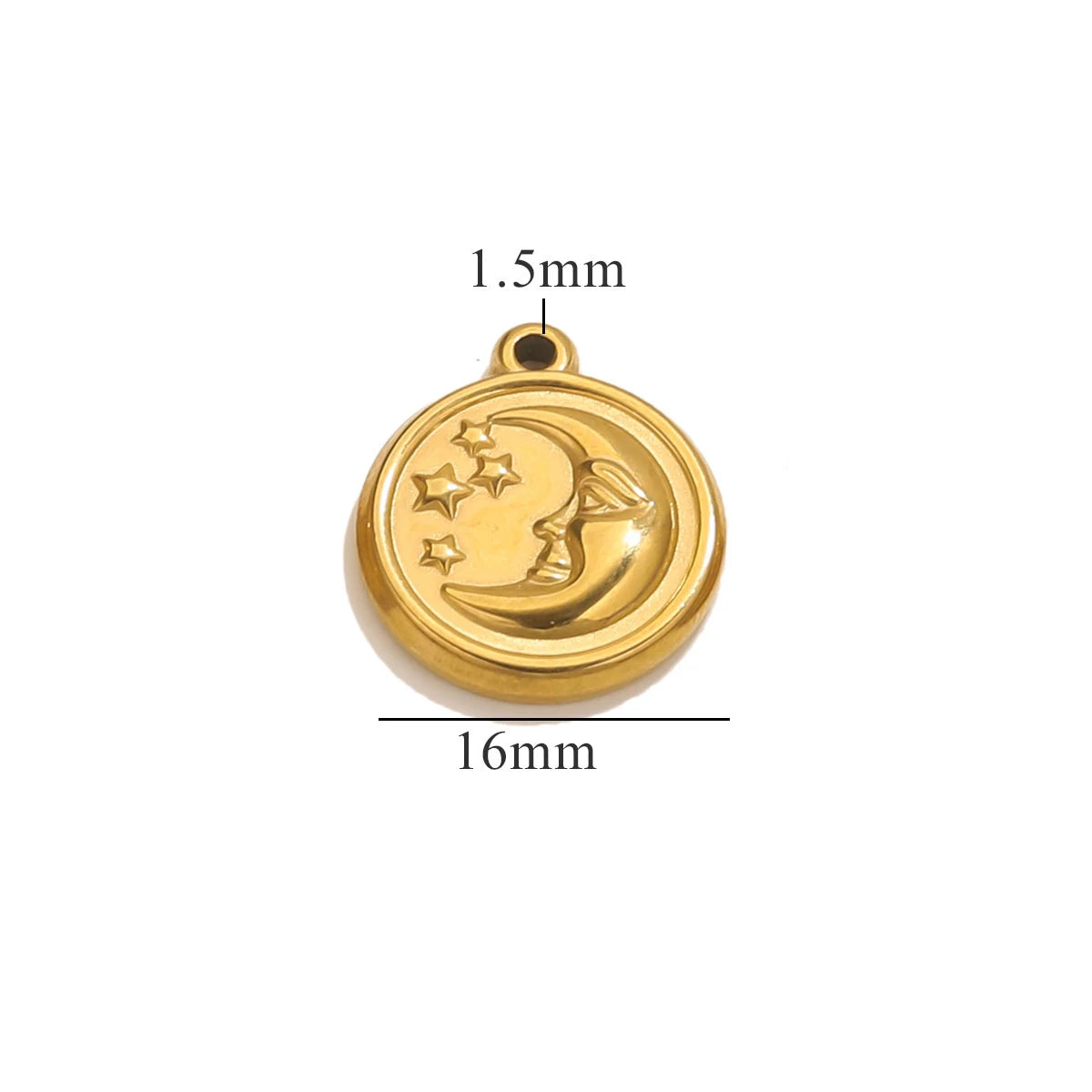 5pcs Gold Texture Sun Moon Pendant Fashion DIY Jewelry Accessories Trendy Women Stainless Steel Necklace Earring Wholesale