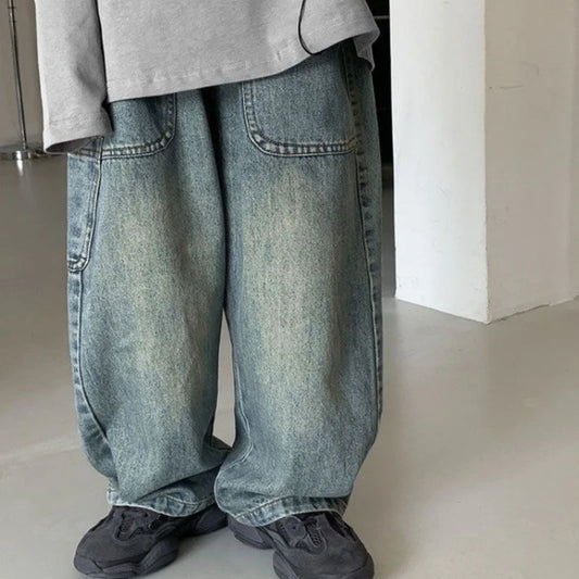 2-10Y Kids Jeans 2025 Trendy Cool Street Pants Children's Spring Autumn Kid's Denim Trousers New Boys Girls Wide Leg Loose Pants
