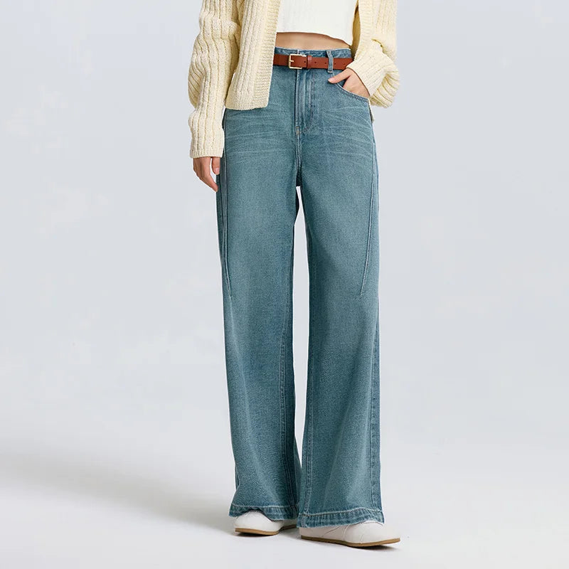 Semir Jeans Women High-waisted Wide-leg Trousers 2025 New Spring Long Trousers Street Style Trendy Versatile Trousers