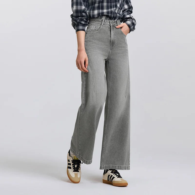 Semir Jeans Women High-waisted Wide-leg Trousers 2025 New Spring Long Trousers Street Style Trendy Versatile Trousers