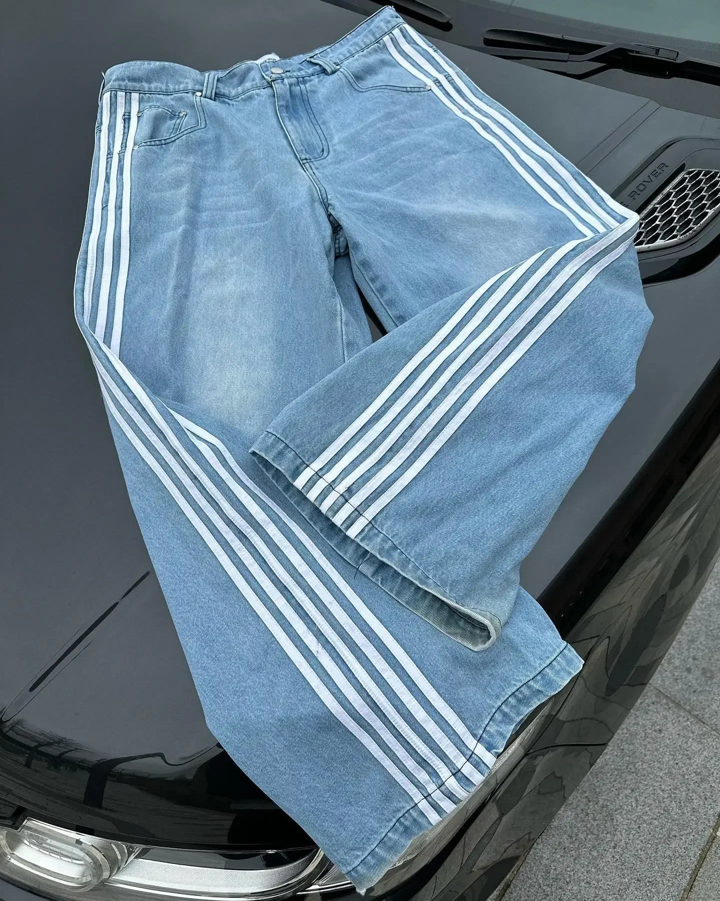 Streetwear Jeans Y2K Pants Womens Gothic Hip Hop Striped Retro Pink Baggy Jeans New High Waisted Wide Leg Trousers Clothes