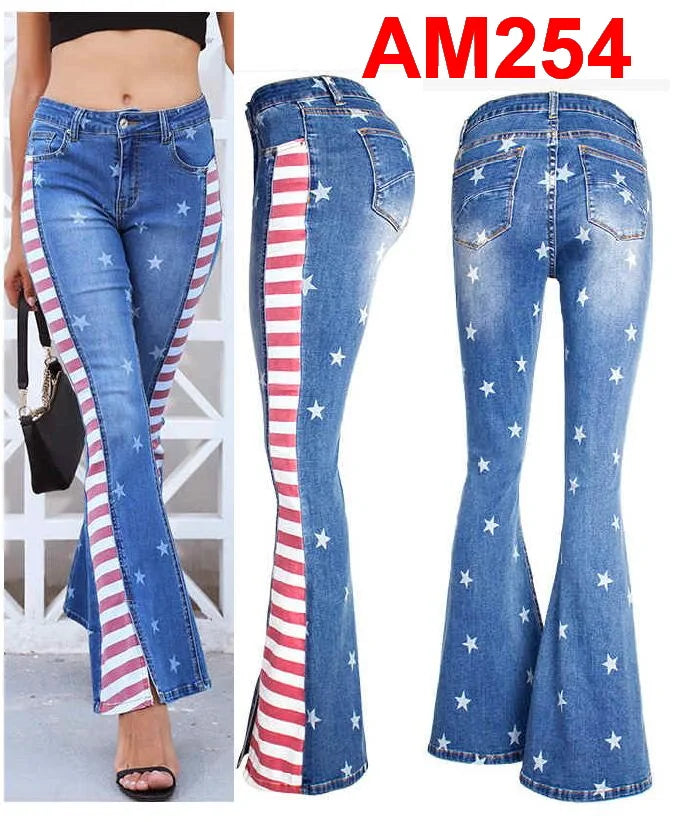 Women's Jeans Embroidered Flower Flared Denim Pants Multiple Styles Flared Jeans For Choose