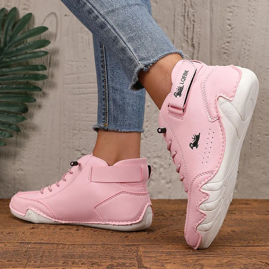 Women's New Leather Design Shoes Lightweight Easy  Comfortable Breathable Suitable Outdoor Cycling Walking  Flat Bottomed Boots