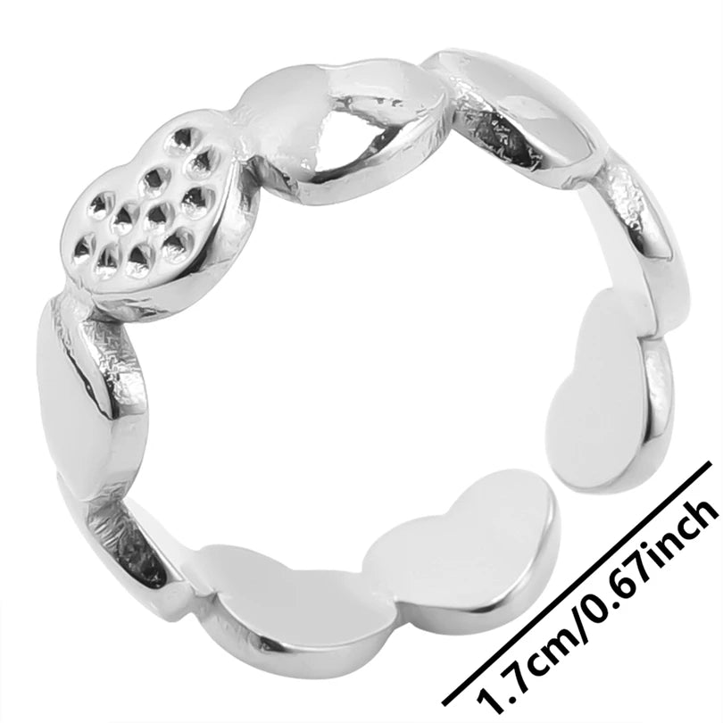 Wholesale 6pcs Steel Color Rings Hug Snake Love Star Moon Shell Leaf Shaped Rings Stainless Steel Women Jewelry Charms No Fade