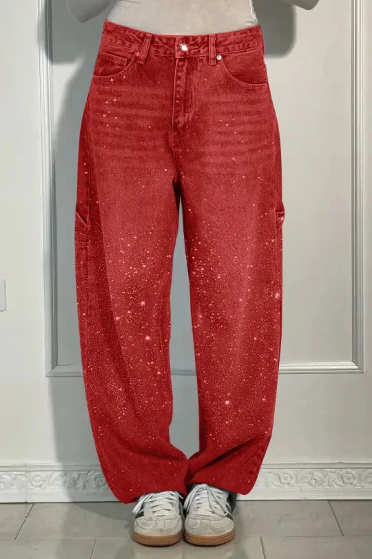 2025 new style of hot diamond jeans casual trousers for women Y2K women's clothing personality fashion star street wear pants