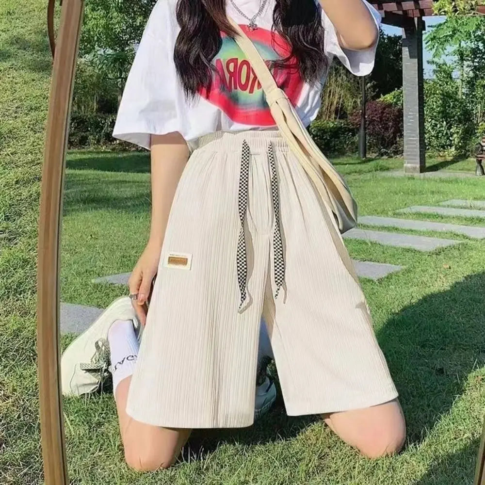 Sports Shorts Women Summer Anti Emptied Ice Silk Shorts Casual Lady Elastic High Waist Beach Short Pants