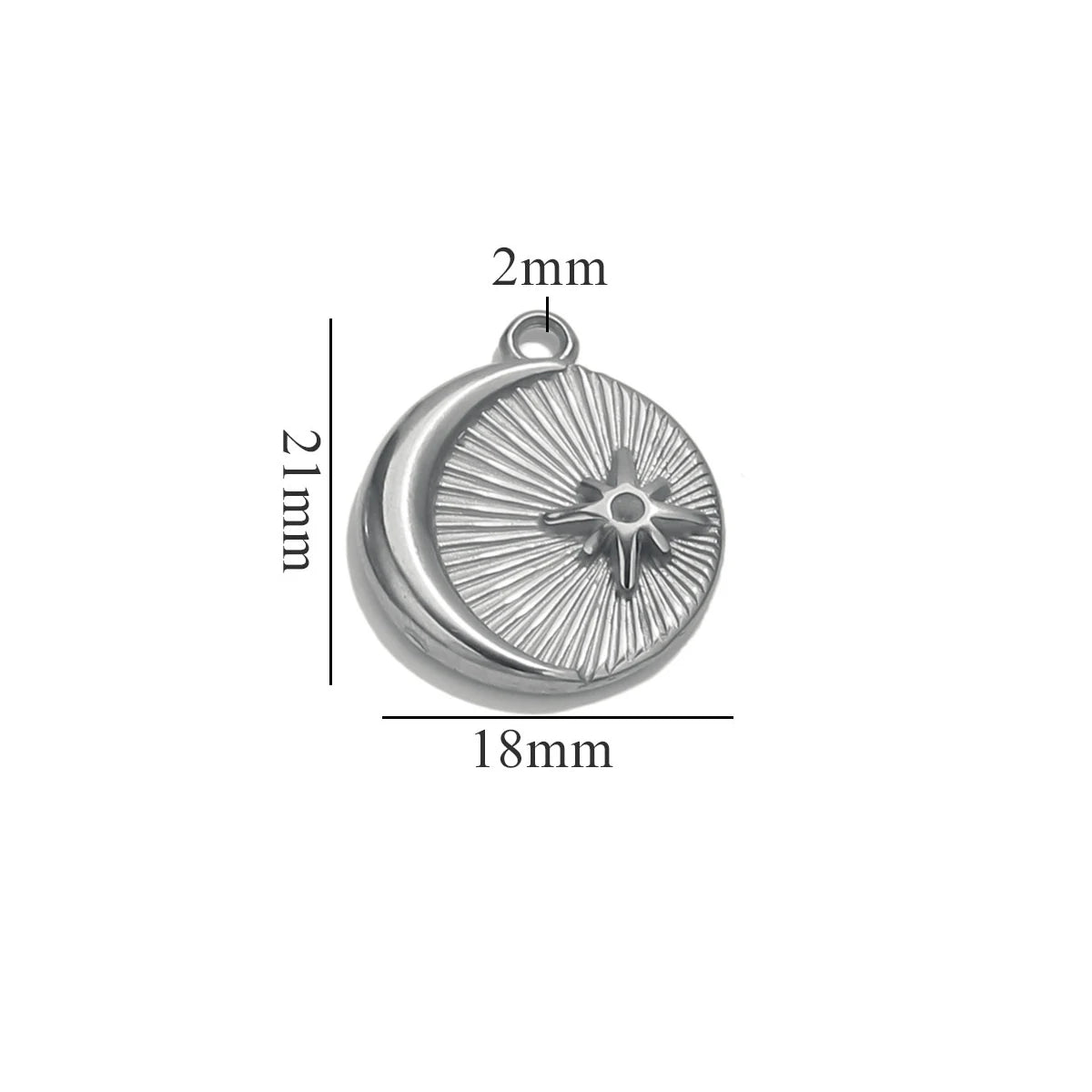 5pcs Gold Texture Sun Moon Pendant Fashion DIY Jewelry Accessories Trendy Women Stainless Steel Necklace Earring Wholesale