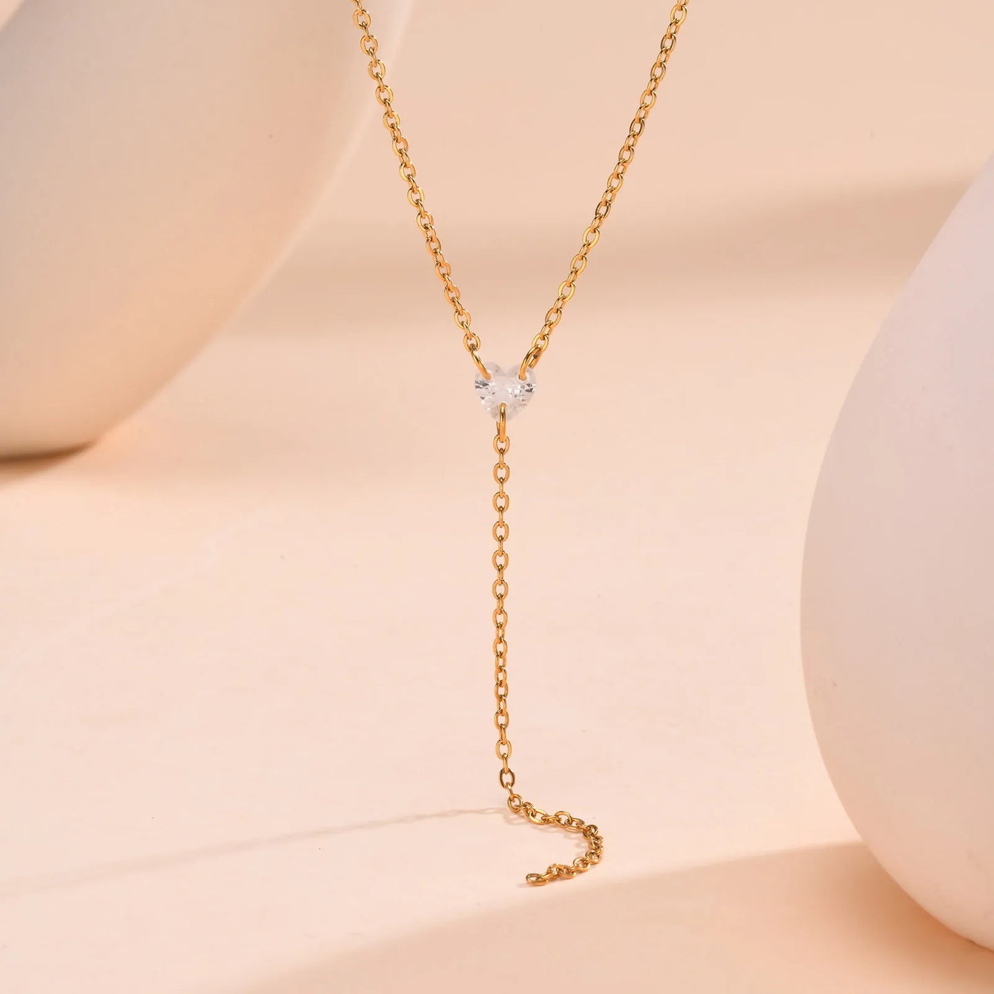 Lariat Necklace for Women, Stainless Steel Drop Necklace with Long Chain, Party Wedding Jewelry