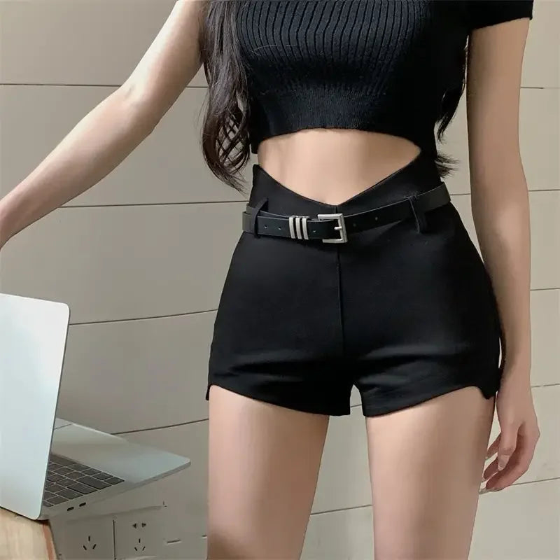 Cotton Female Short Pants With Belt Women's Shorts Summer XXL Elasticty Comfy Streetwear Fashion Clothing 2024 Designer Luxury