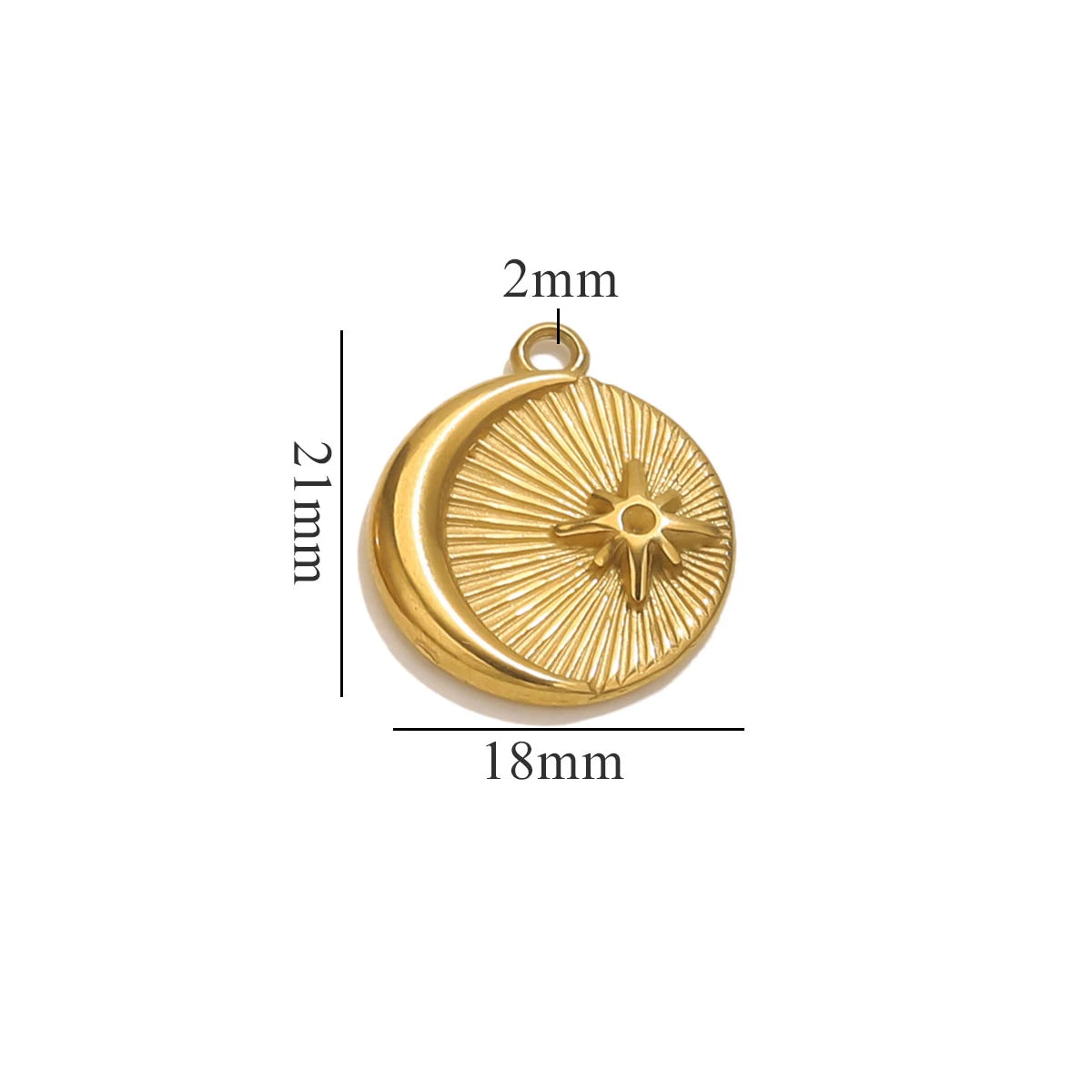 5pcs Gold Texture Sun Moon Pendant Fashion DIY Jewelry Accessories Trendy Women Stainless Steel Necklace Earring Wholesale