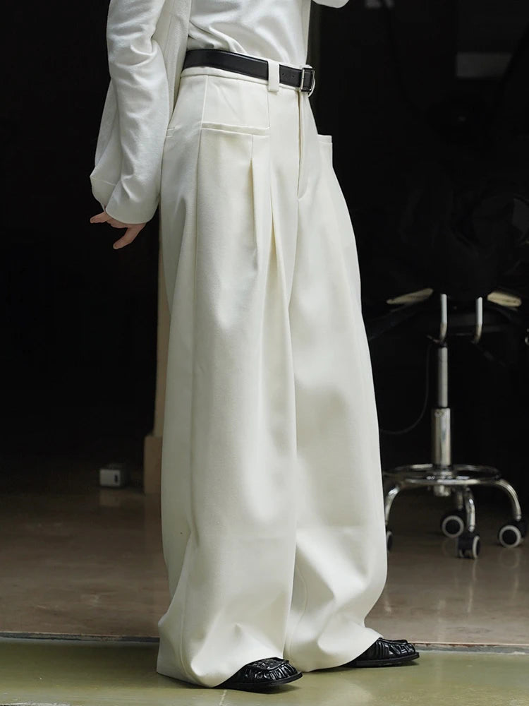 [EAM] High Waist Brown Pleated Casual Long Wide Leg Pants New Loose Fit Trousers Women Fashion Tide Spring Autumn 2025 1DF4423