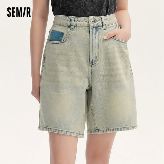 Semir Denim Shorts Women Cool Trendy Bermuda Shorts Street Style 2024 Summer New Body-Flattering Straight-Leg Versatile Pants