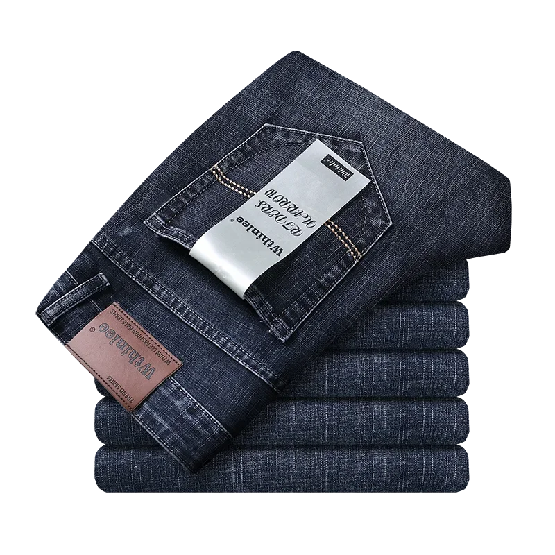 Wthinlee New Business Jeans bărbați Casual Straight Stretch Fashion Classic Blue Black Work Denim Pants masculin Brand Clothing