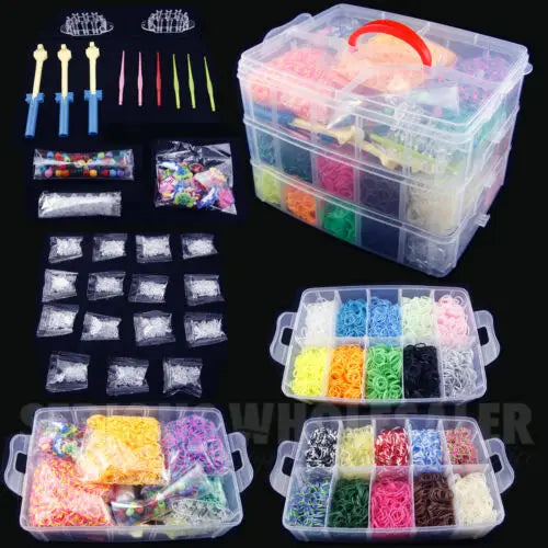 DIY Hand Made Rubber Bands Twist Loom Set Rubber Loom Bands Kits Friendship Bracelet Maker Making Kit for Kids In Stock