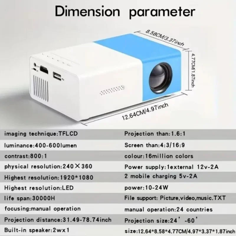 2025 Smart Projector 1000 Lumens, WiFi 6 Bluetooth 5.3, Android 12 with Auto Focus, 4K HD for Home Theater &  Outdoor Camping