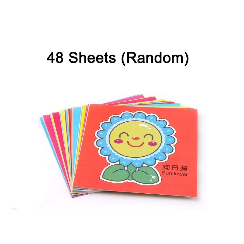 48/96pcs Children Paper Cuttings Toys Handmade DIY Material Puzzle Early Education Toy Art Supply Handicrafts with Scissors TMZ