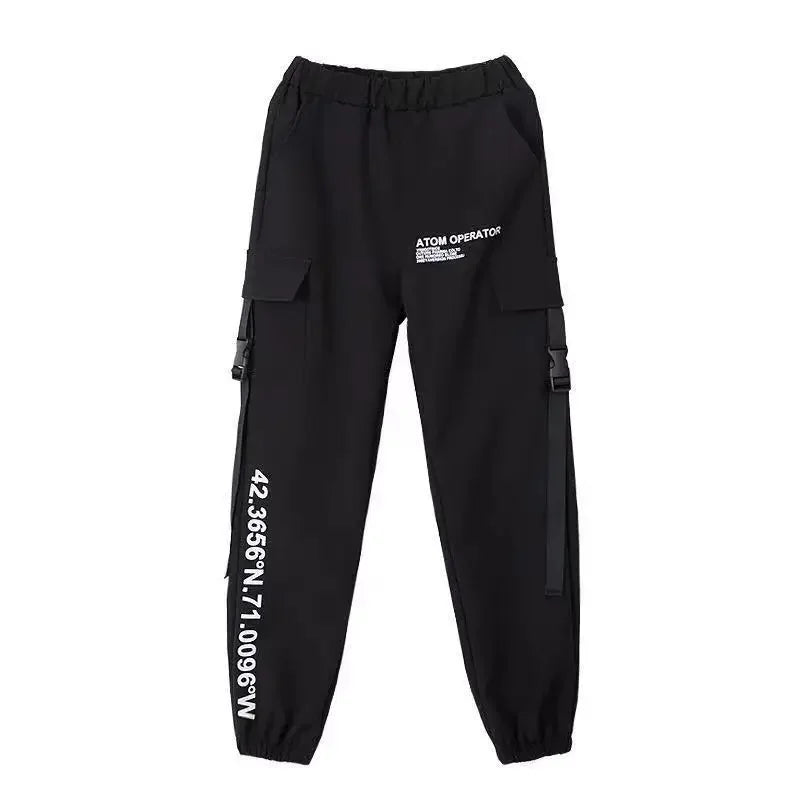 New Women Cargo Pants Ins Harem Pants Fashion Punk Pockets Jogger Trousers Chain Harajuku Elastics High Waist Streetwear Y19