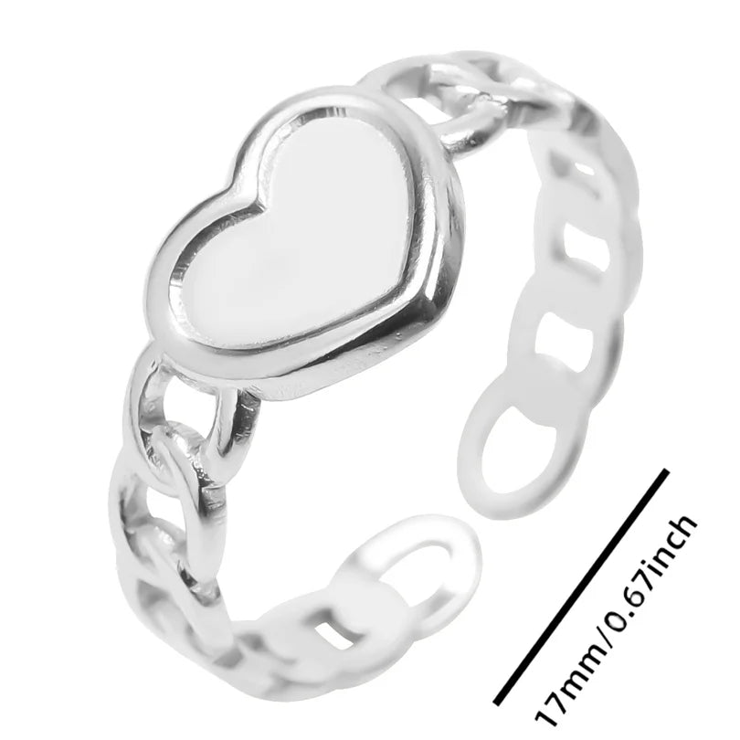 Wholesale 6pcs Steel Color Rings Hug Snake Love Star Moon Shell Leaf Shaped Rings Stainless Steel Women Jewelry Charms No Fade