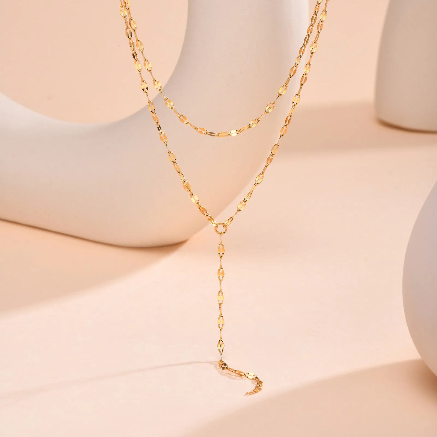 Lariat Necklace for Women, Stainless Steel Drop Necklace with Long Chain, Party Wedding Jewelry