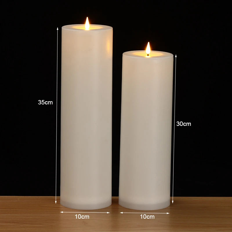 35cm 30cm Flameless Pillar Candle Window Lamp Realistic Moving Flame Wax Waterproof Portable Atmosphere Lamp For Patio Porch
