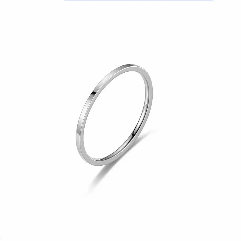 Gold Sliver Color Couple Ring for Women Mens 1MM Thin Fashion Classic Stainless Steel Simple Finger Rings Jewelry Birthday Gifts