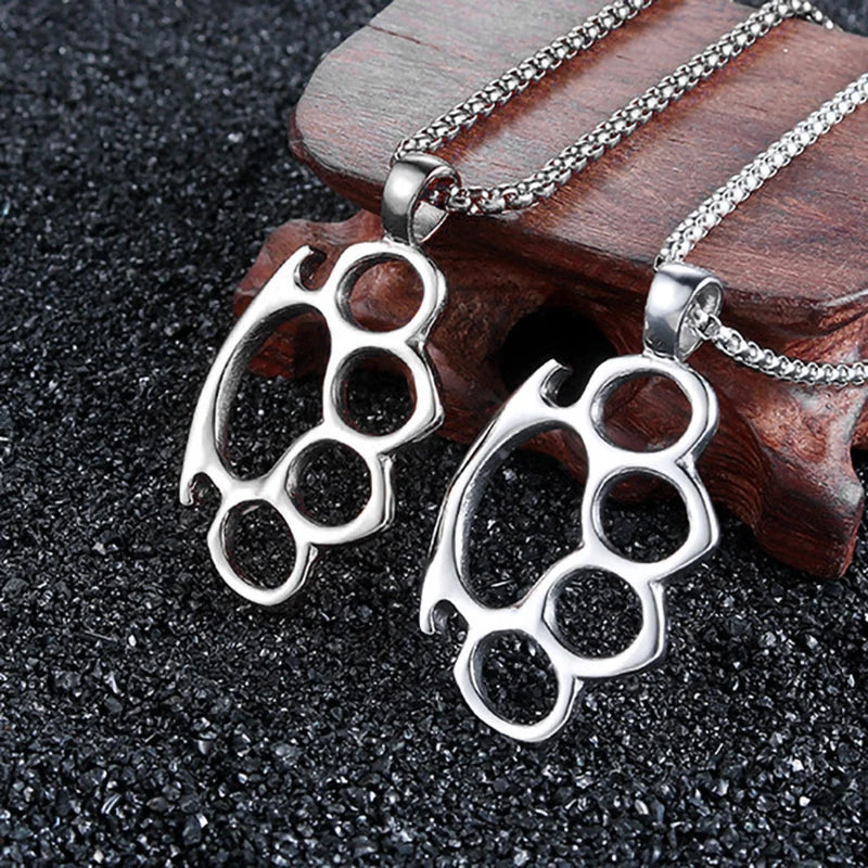 Personality Finger Cot Pendant Necklace For Men Women Hip Hop Style Stainless Steel Box Chain Trendy Neck Accessories Party Gift