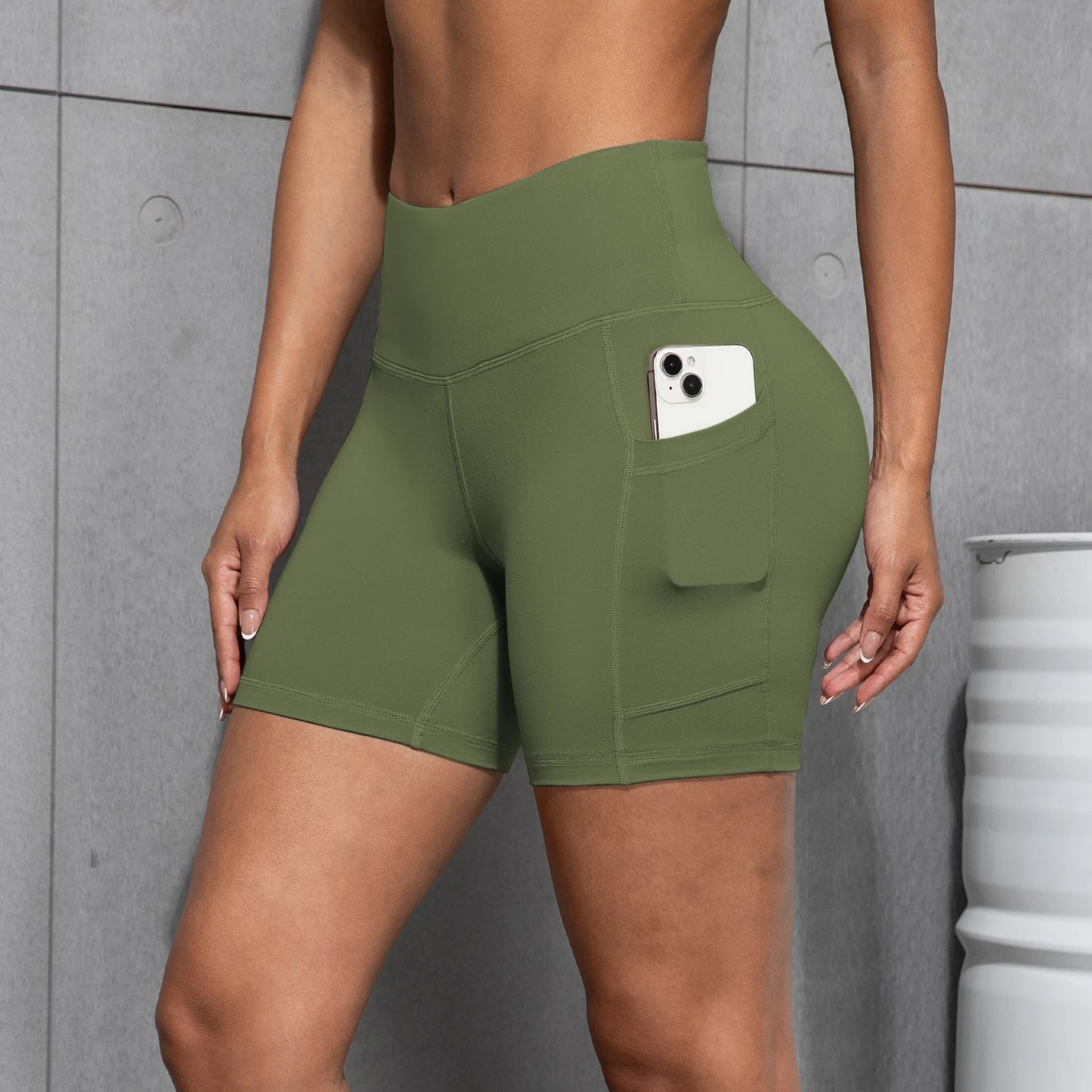 Womens Yoga Pocket Shorts Leggings High Waist  Exercise Fitness Wear Girls Running Elastic Adult Short Pants Sports Outfits ﻿