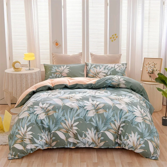 3pcs Duvet Covers  Size  Green Palm Leaf Fern Plant   Hawaiian Plant  Farmhouse Botanical Bedding Set Soft pillowcases*2
