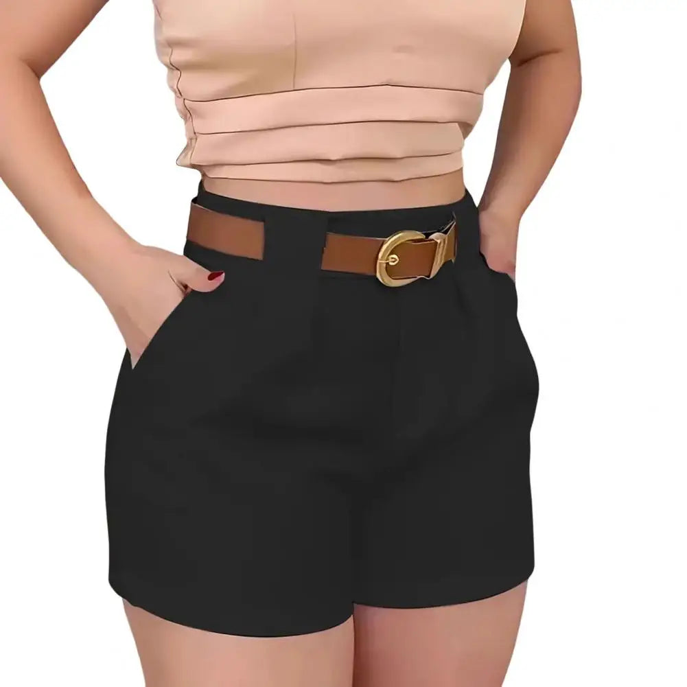 Women Summer Shorts High-Waist Button Zipper Fly Wide Leg Shorts with Pockets Relaxed Comfortable Fit Shorts