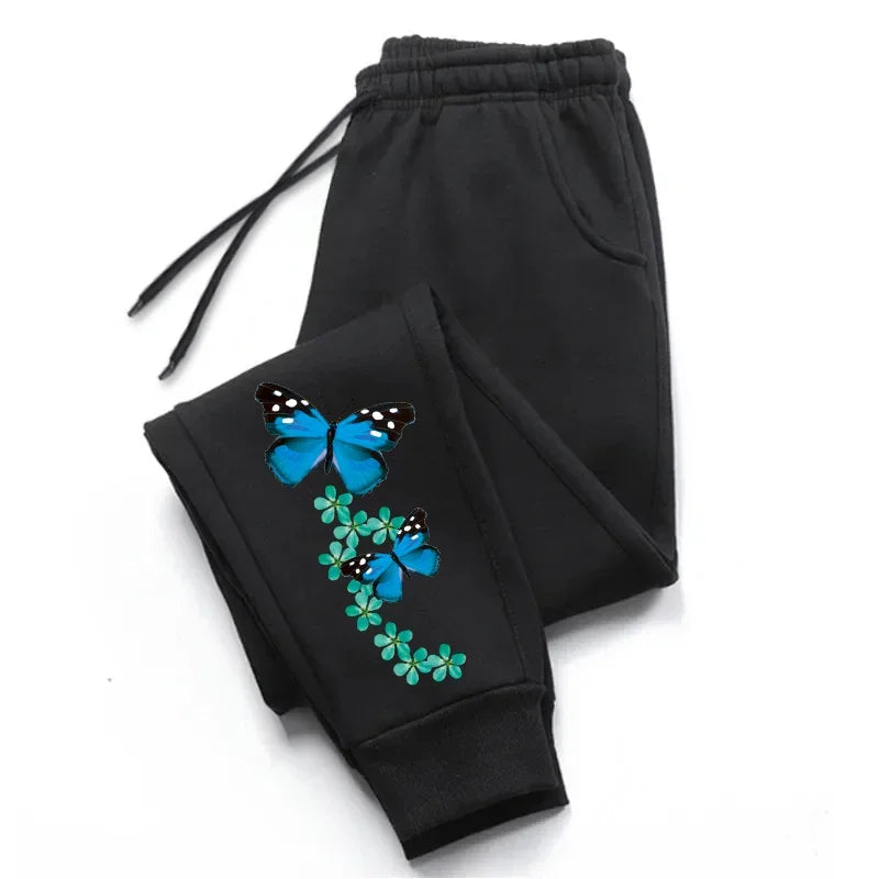 Womens Sweatpants Butterfly Printing Casual Trousers Jogging Sports Pants Outdoors Fashion Sportswear HotSale Trend Street Pants