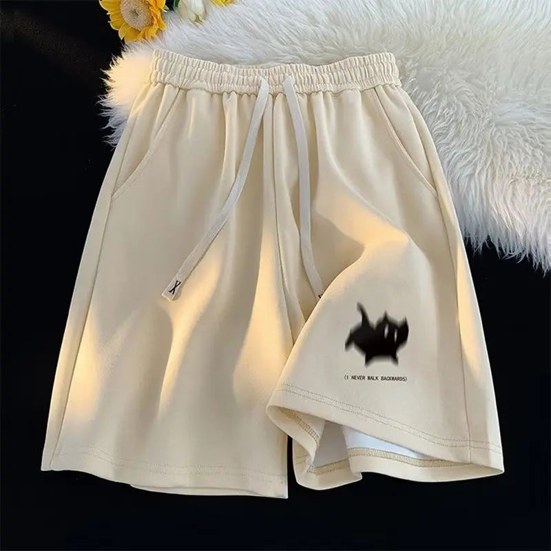 Women Clothing Pantalones Cortos De Mujer Summer Casual Shorts Streetwear BF Print Fashion Y2k Wide Leg Pants 2025 New Bottoms