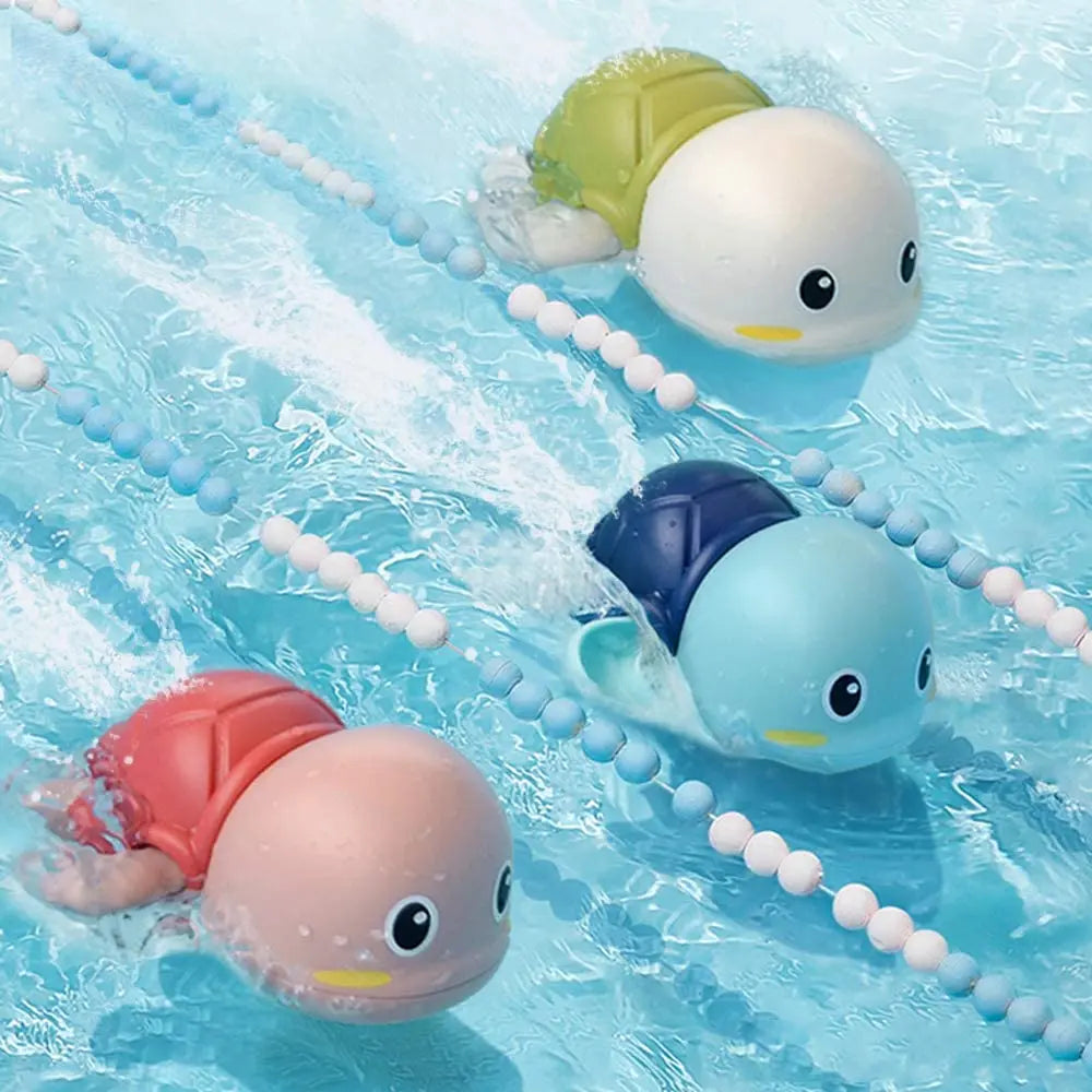 1-6PCS Baby Bath toys water chain clock bath cute swimming turtle toys children's swimming pool beach toys kids bathroom toys