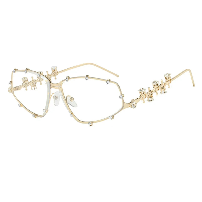 Diamonds Square Fashion Sunglasses Women 2024 Vintage Shades UV400 Luxury Rhinestones Sun Glasses Female Punk Big Men Eyewear