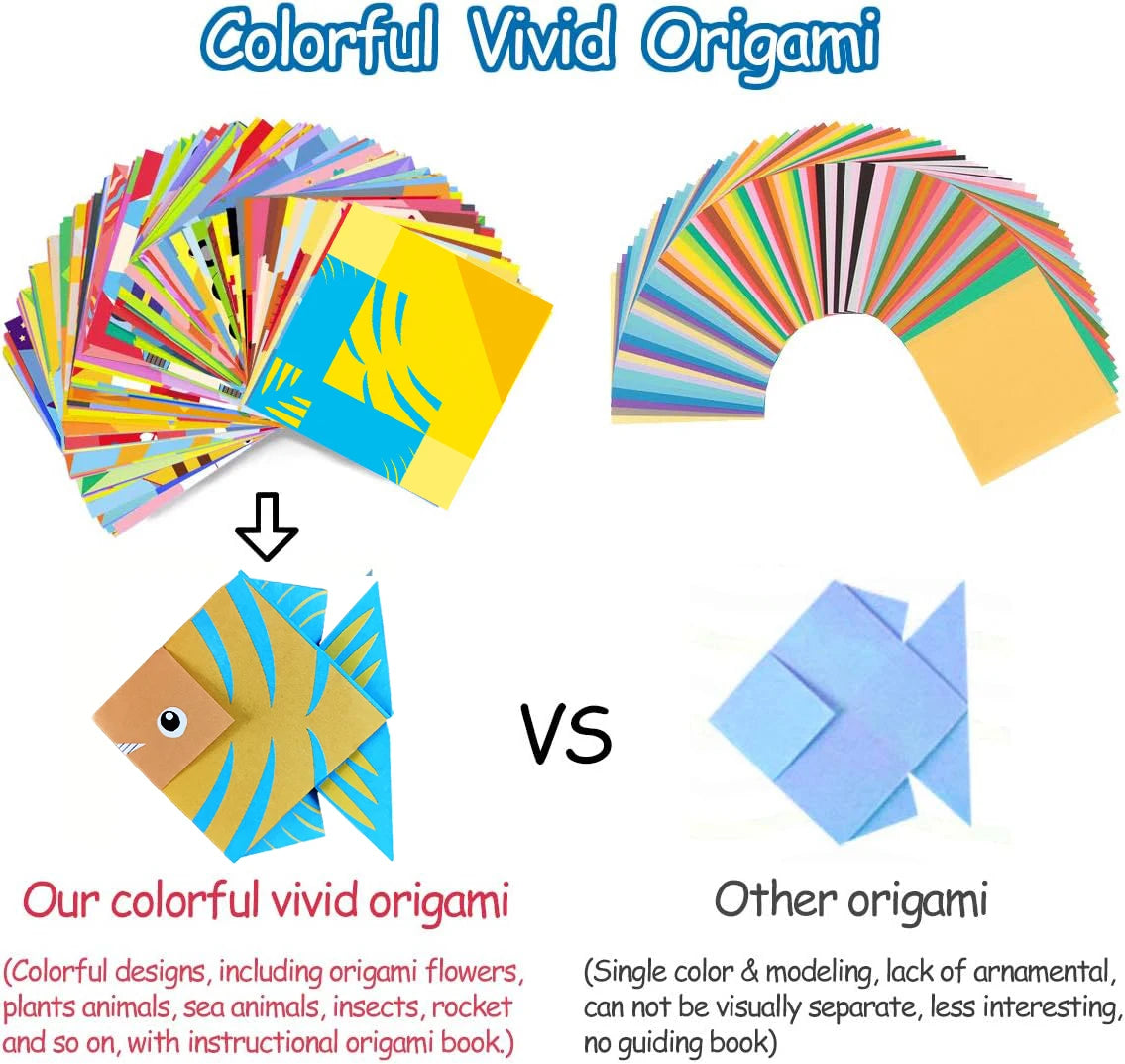 Origami Kit 30/96 Sheets Origami Paper Craft Guiding Book DIY Art Craft Projects Supplies for Beginners Children Kids Boys Girls