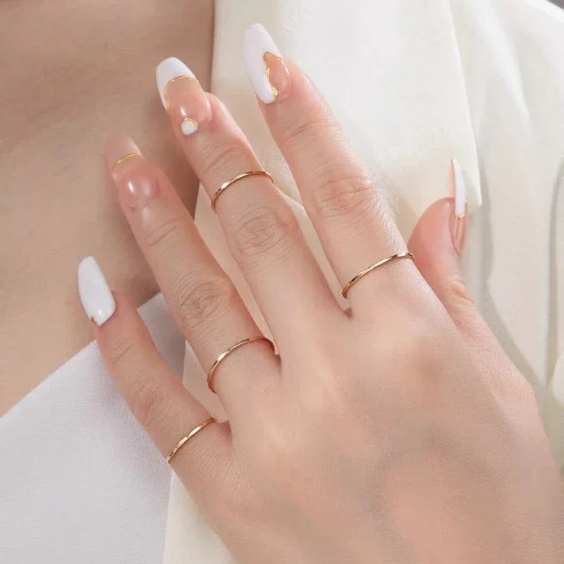 Gold Sliver Color Couple Ring for Women Mens 1MM Thin Fashion Classic Stainless Steel Simple Finger Rings Jewelry Birthday Gifts