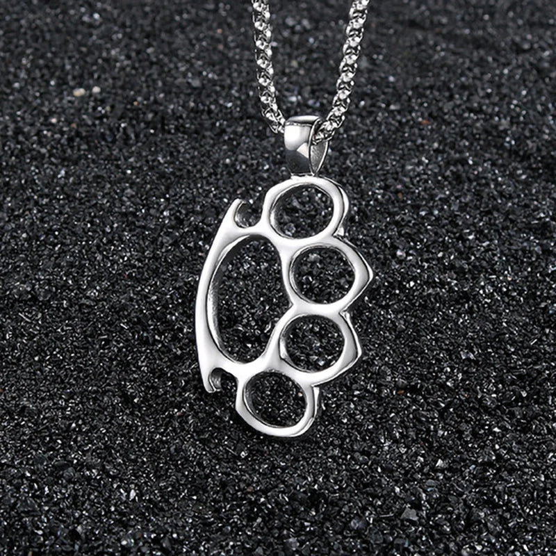 Personality Finger Cot Pendant Necklace For Men Women Hip Hop Style Stainless Steel Box Chain Trendy Neck Accessories Party Gift