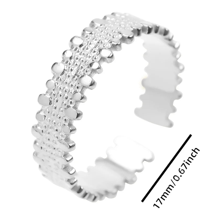 Wholesale 6pcs Steel Color Rings Hug Snake Love Star Moon Shell Leaf Shaped Rings Stainless Steel Women Jewelry Charms No Fade