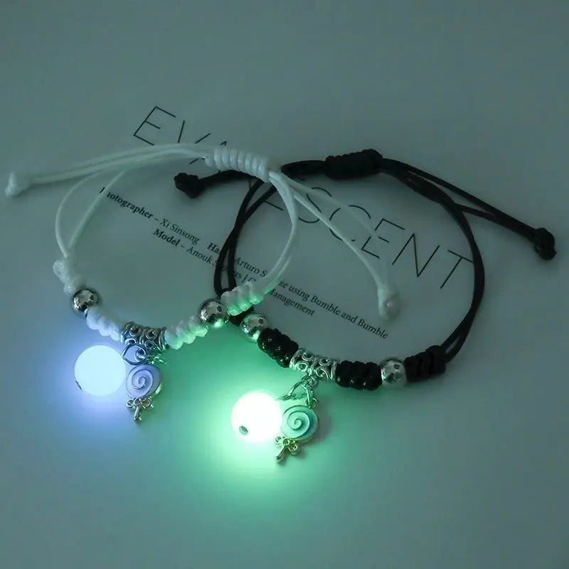2 Pcs Luminous Moon Star Bracelet Pair Of Adjustable Braided Rope Matching Friend Bracelet For Men Women Couples Gift Jewelry
