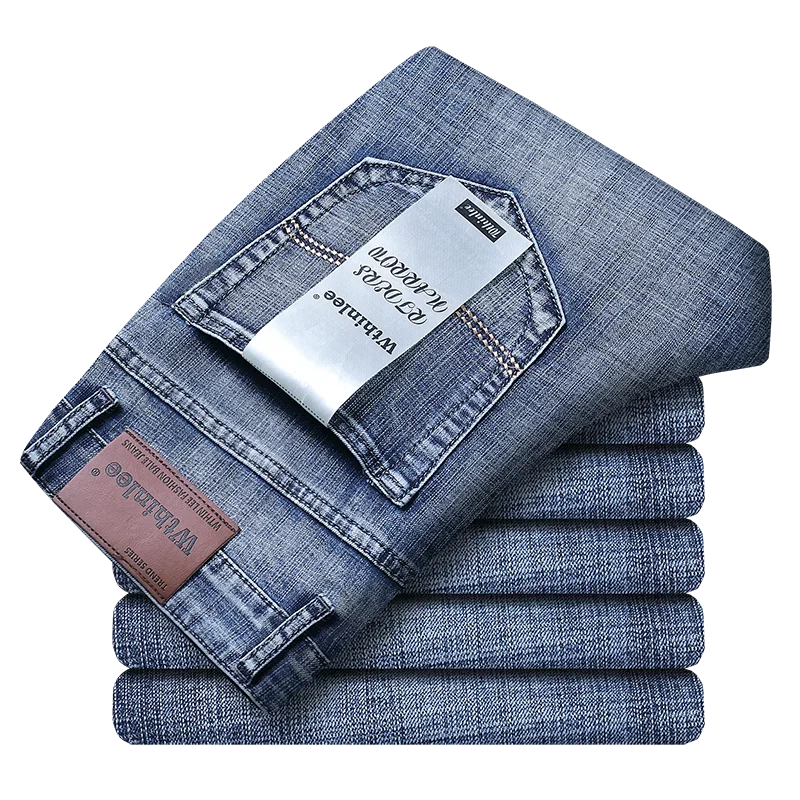 Wthinlee New Business Jeans bărbați Casual Straight Stretch Fashion Classic Blue Black Work Denim Pants masculin Brand Clothing
