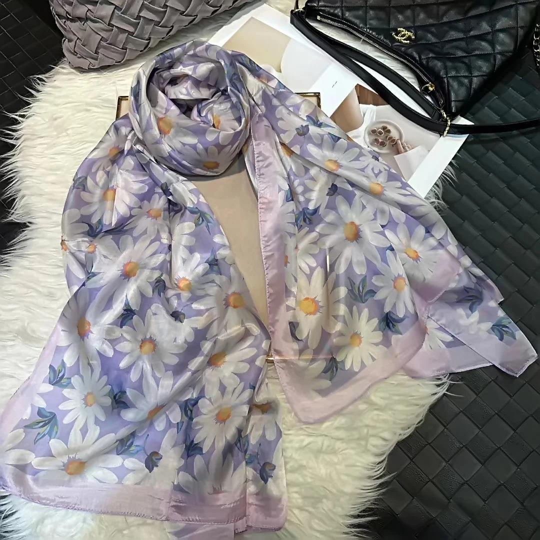 BYSIFA|New Brand Coffee Gold Silk Scarf Shawl Fall Winter Accessories Women Long Scarves Hijabs Summer Beach Shawls Foulard